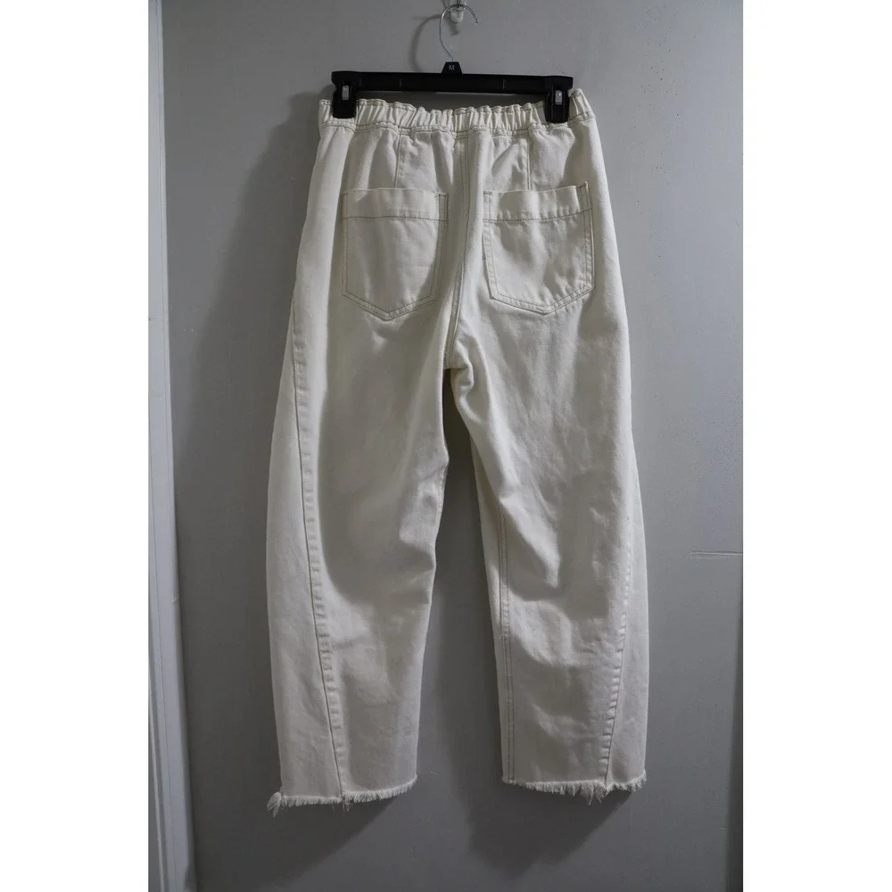 Free People We The Free Twenty Four Barrel Leg Pants Cream White‎ Denim Size 24